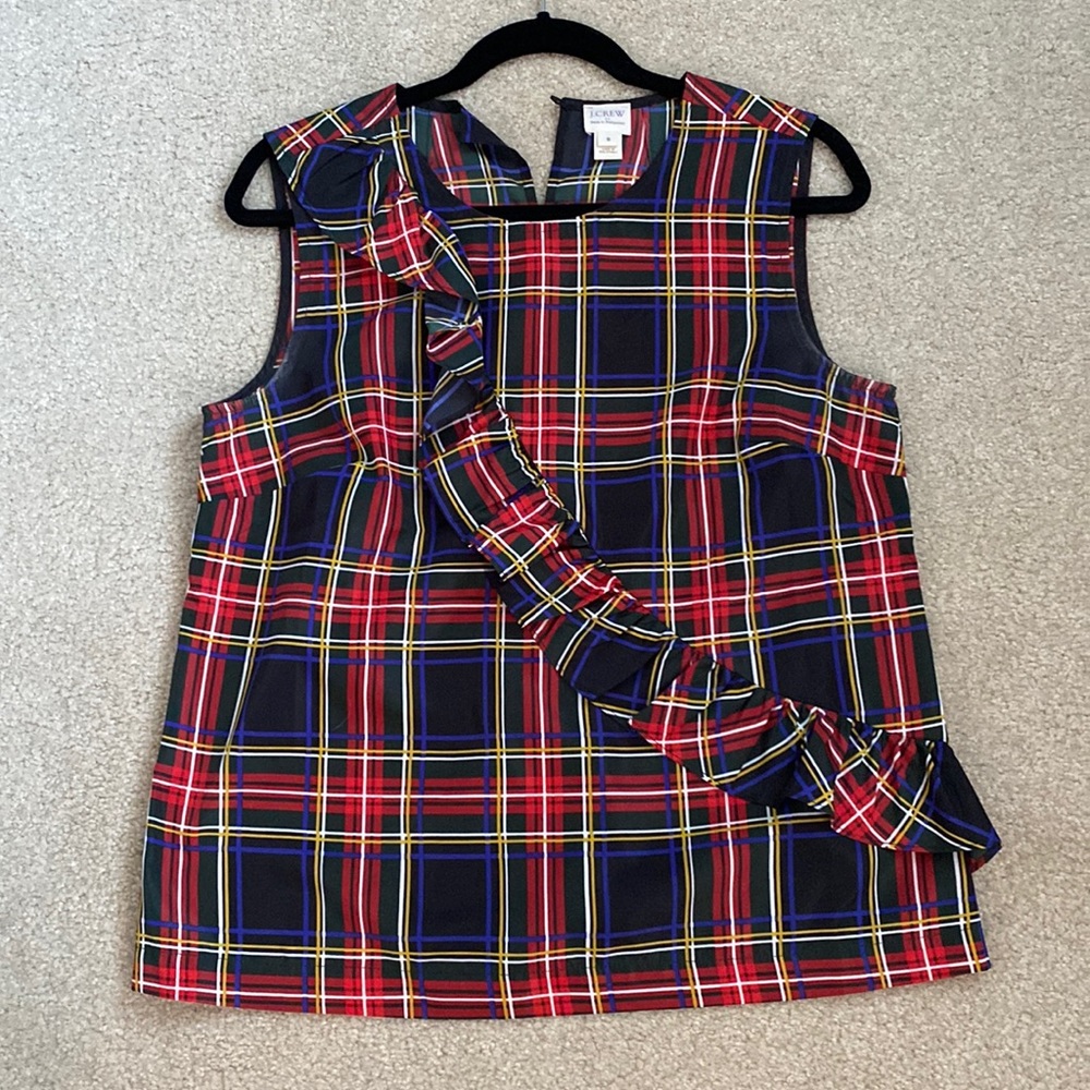 J Crew plaid blouse.